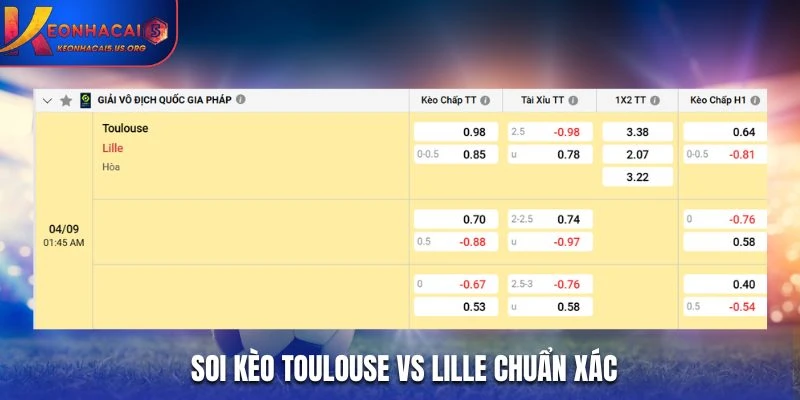 Soi kèo Toulouse vs Lille chuẩn xác từ bảng kèo nhà cái